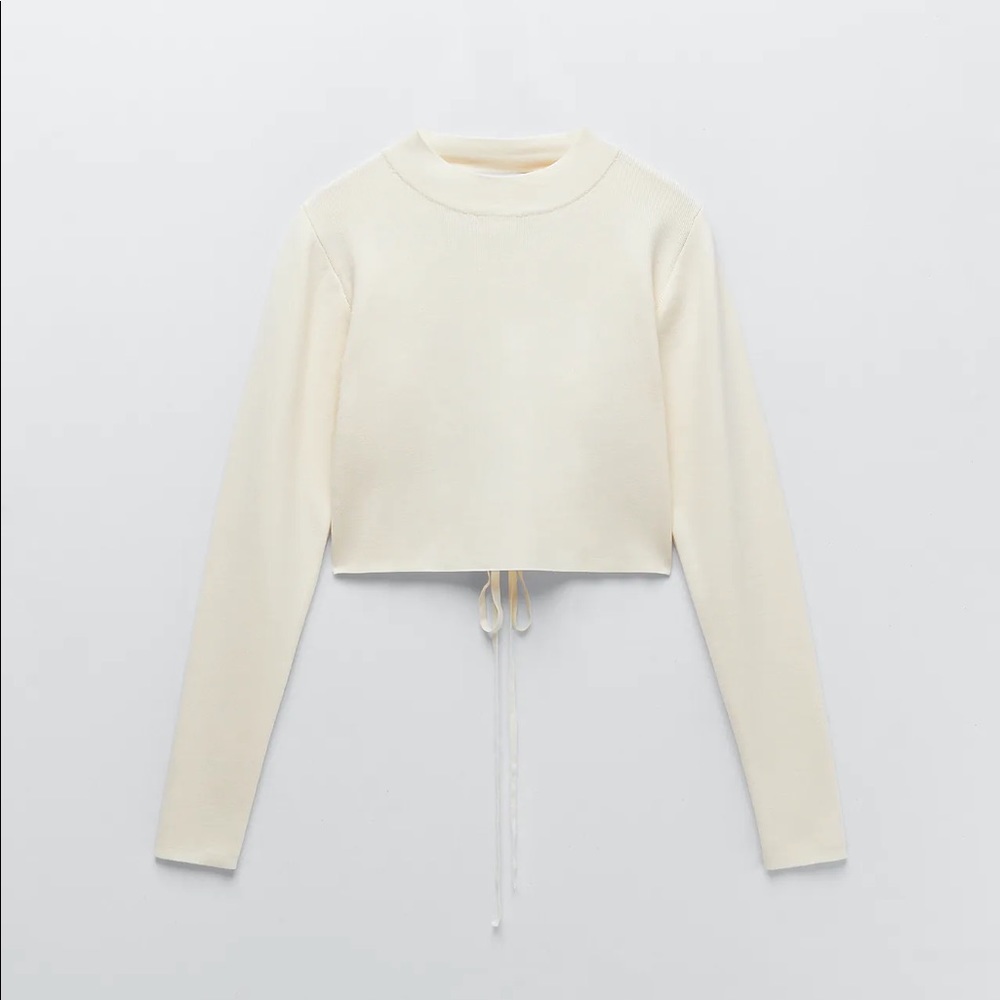 Zara backless high neck sweater, small in cream